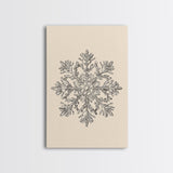 Sketch of a Snowflake Canvas Print - Framed Canvas - Minimalist Christmas Art - Boho Christmas Art - Rustic Christmas Art