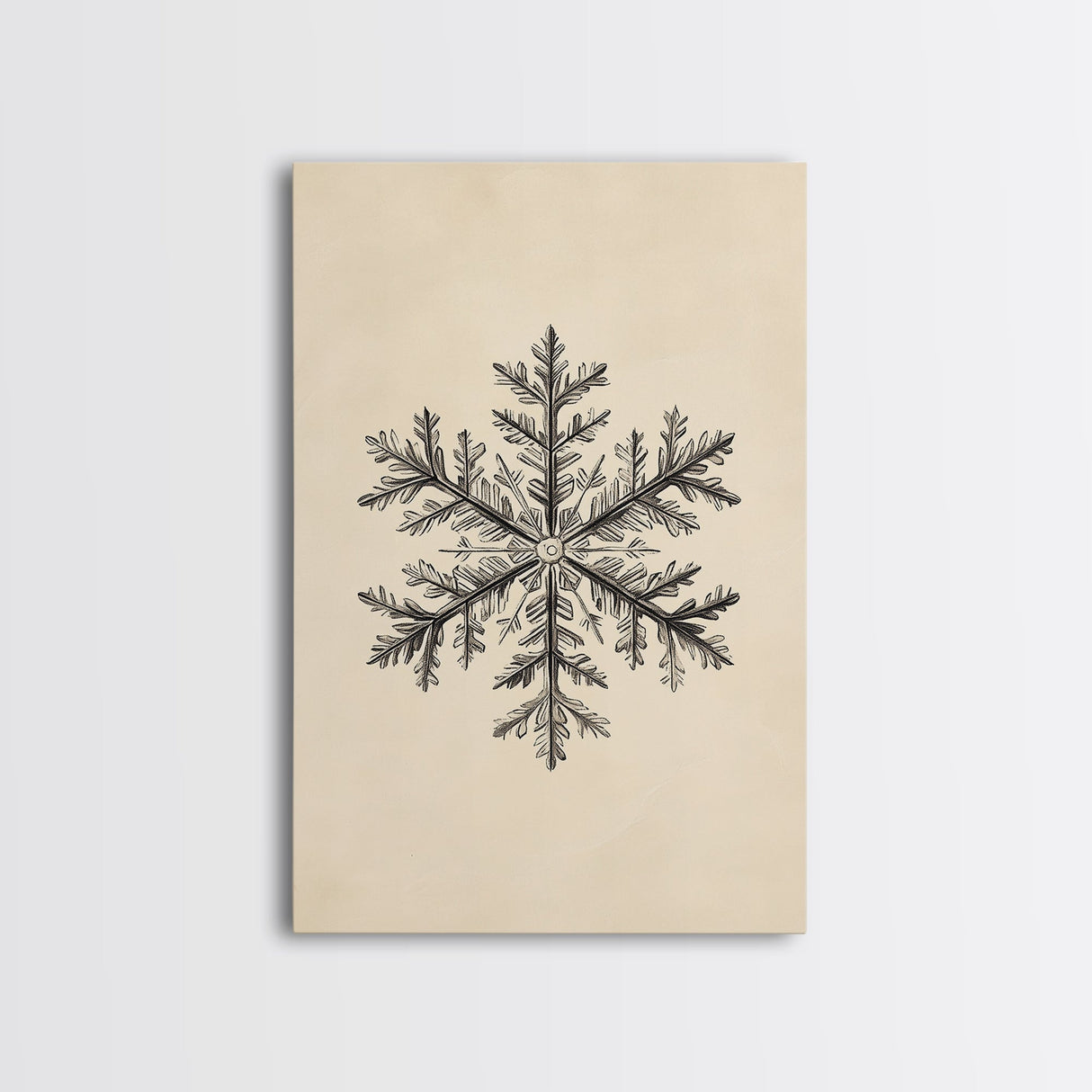 Drawing of a Snowflake Canvas Print - Framed Canvas - Minimalist Christmas Art - Boho Christmas Art - Rustic Christmas Art