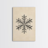 Drawing of a Snowflake Canvas Print - Framed Canvas - Minimalist Christmas Art - Boho Christmas Art - Rustic Christmas Art
