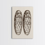 Vintage Snow Shoes Canvas Print - Framed Canvas - Minimalist Christmas Art - Boho Christmas Art - Rustic Christmas Art