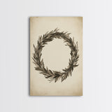 Vintage Wreath Canvas Print - Framed Canvas - Minimalist Christmas Art - Boho Christmas Art - Rustic Christmas Art