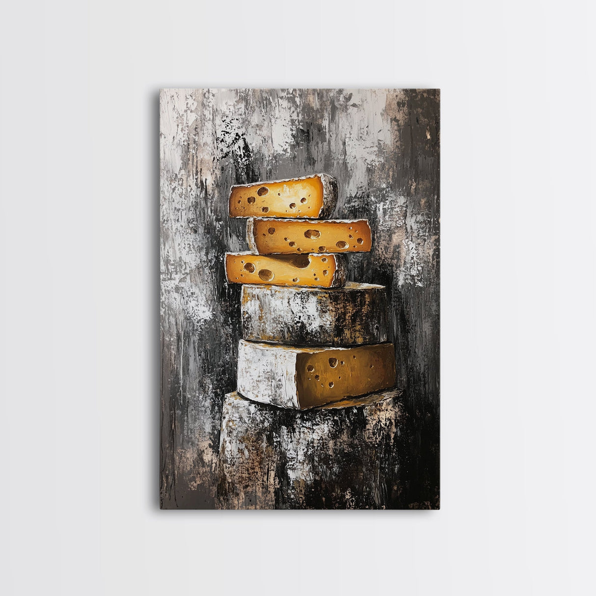 Stack Of Cheese Painting Print - Victorian Still Life Oil Painting of Cheese Rustic Farmhouse Kitchen Art - Kitchen Decor - Gift Idea For Chef
