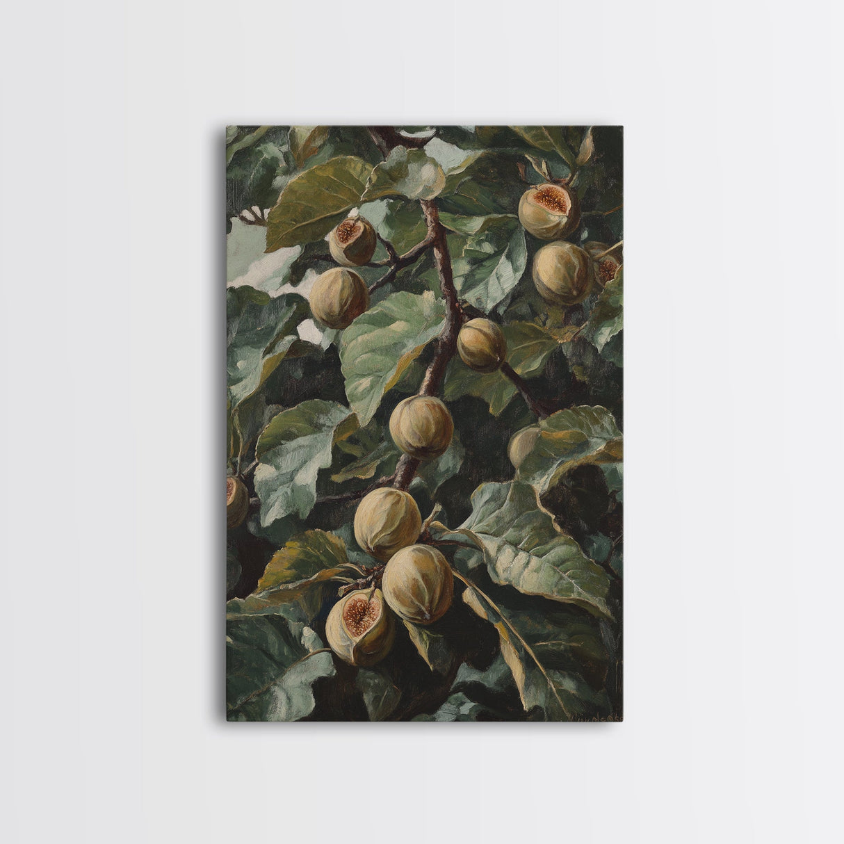 Fig Painting Print - Framed Canvas - Fig Oil Painting, Fig Painting, Kitchen Decor, Rustic Farmhouse, Minimalist Home Decor