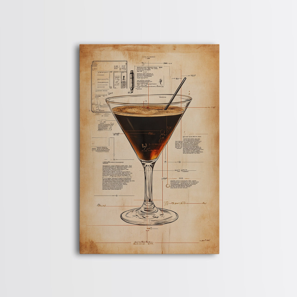 Cocktail Painting Print, Espresso Martini Wall Art, Canvas Print, Bar Decor, Bar Wall Art, Gift Idea For Martini Lover, Espresso Martini Painting