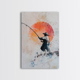 Fisherman Gift Idea, Fisherman Painting Print, Retro Wabi Sabi Fisherman Painting, Gift For Fisher, Fishing Gift, Gift For Dad