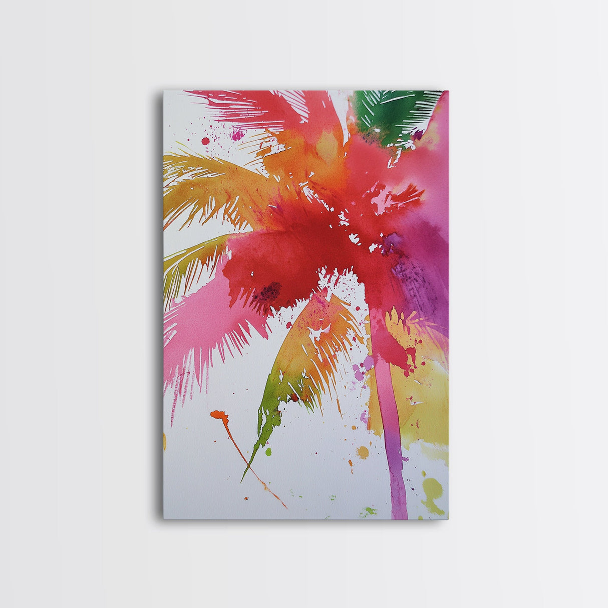 Retro Palm Tree Painting Print, Framed Canvas Print, Pop Art Palm Tree Painting Home Decor, 80s Style Synthwave Wall Art, Coastal Decor
