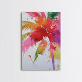 Retro Palm Tree Painting Print, Framed Canvas Print, Pop Art Palm Tree Painting Home Decor, 80s Style Synthwave Wall Art, Coastal Decor