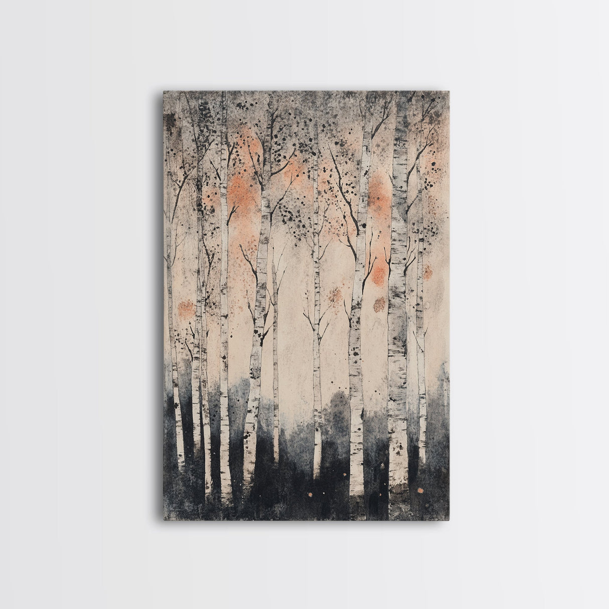 Framed Canvas Print Wall Art Print White Birch Tree Forest Landscape Art Print Minimalist Nature Wall Art Living Room Decor Birch Painting