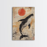 Wabi Sabi Whale Painting Print, Canvas Print, Ready To Hang Wall Art Whale Painting, Nautical Decor, Japanese Style Decor / Wall Art