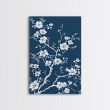 Forest Life Botanical Print - Framed Canvas Print - Chinoiserie Wall Art, Chinoiserie Painting, Blue Wall Art Ready To Hang