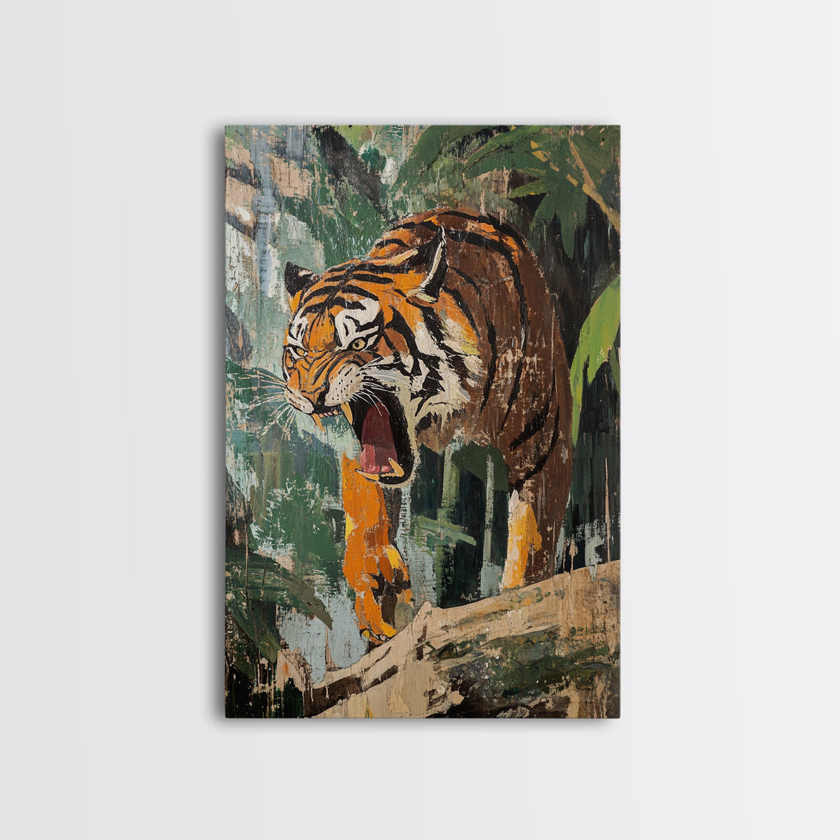 Retro Tiger Painting Canvas Print, Animal Print, Wall Art Home Decor, Tiger Wall Art