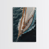 Bird's Eye View Of A Sailboat, Framed Canvas Print, Sail Boat Photography Print, Sailboat Painting, Nautical Decor, Nautical Wall Art