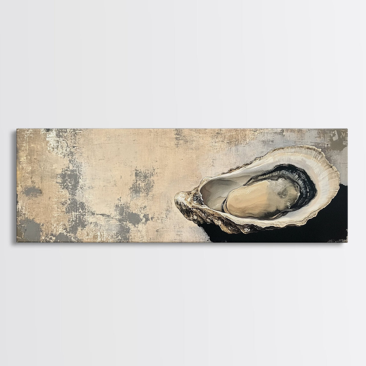 Wabi Sabi Kitchen Wall Decor, Oyster Shell Painting Print, Canvas Print, Oyster Wall Art, Boho Kitchen Decor, Dining Room Wall Art, Kitchen Decor
