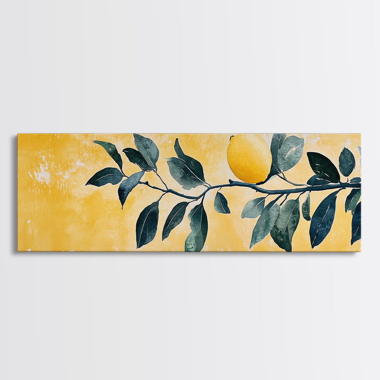 The Lemon Tree Framed Canvas Print, Horizontal Panoramic Wall Art, Kitchen Decor, Gift For Her, Lemon Tree Painting Wall Art