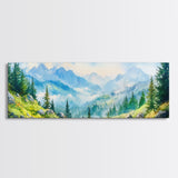 Vintage Mountain Art Canvas Print | Mountain Oil Painting | Extra Large Vintage Wall Art | Panoramic Wall Art Print | Vintage Mountain Scene