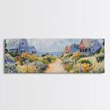 Panoramic Painting Print of Nantucket, Framed Canvas, Nautical Wall Art, Seascape landscape painting, Horizontal Nantucket Wall Art