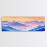 Smoky Mountain Landscape Canvas Print, Blue Ridge Mountains Painting, Panoramic Wall Art, Mountain Cabin Wall Art Home Decor