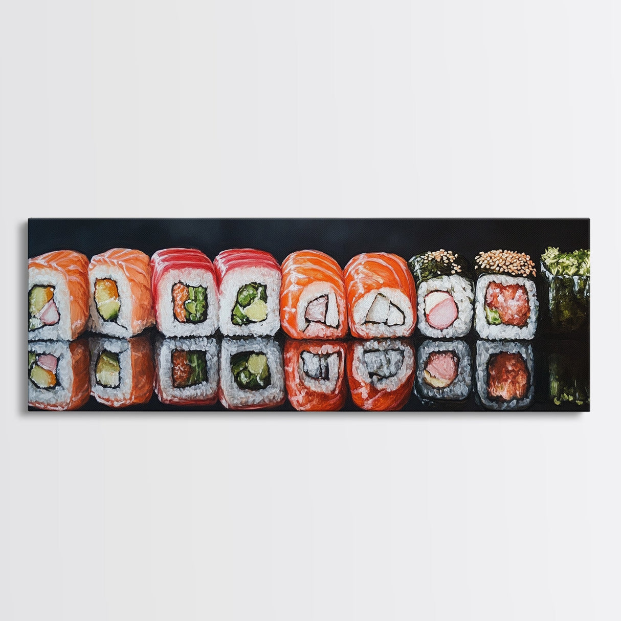 Panoramic Extra Wide Kitchen Wall Art, Sushi Painting Tuna Roll Painting, Modern Art for Kitchen, Kitchen Painting, Dining Room Decor