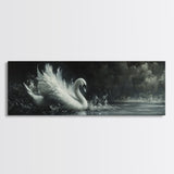 Goth Painting Print of a Swan, Framed Canvas Print, Dark Academia Wall Art, Goth Decor, Gothic Painting Wall Art