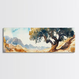 Huge Living Room Wall Art Painting of Joshua Tree, Framed Canvas Print, Oversized Horizontal Panoramic Art, Desert Painting