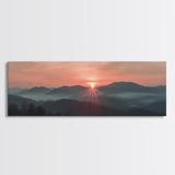Smoky Mountains Art, Framed Canvas Print, Smoky Mountain Art Panoramic Painting Print, Great Smoky Art, Great Smoky Mountains