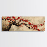Panoramic Japanese Maple Tree Wall Art Canvas Print, Maple Tree Art, Fall Decor, Fall Wall Art, Wabi Sabi Japanese Style Maple Tree Painting