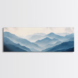Panoramic Blue Ridge Mountains, Fog Over The Mountains Canvas Print, Wood Framed Wall Art, Mood Setting Home Decor, Moody Art, Landscape