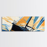 Pop Art Sailboat Painting Print - Vibrant Colorful Seascape Art - Nautical Landscape - Panoramic Ultra Wide Wall Art - Sail Boat Art