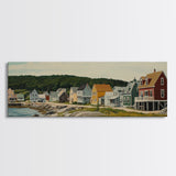 Panoramic Painting Print of Maine, Maine Wall Art, Beautiful Panoramic Seacape Painting, Nautical Landscape Painting