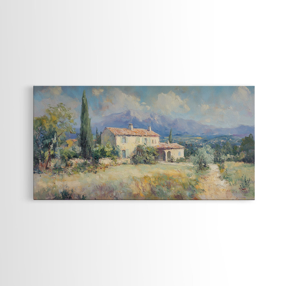 Whimsical Modern Art, Framed Canvas Print, Oil Painting of a Chalet, Kitsch Home Decor, Original Oil Painting, Victorian Painting