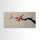 Retro Abstract Wall Art, Framed Canvas Print, Dead Branch Painting on a Black Background, Charcoal Sketch, Charcoal Painting Wall Art