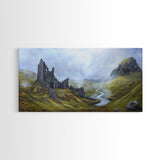 Irish Castle Ruins Painting Canvas Print, Ireland Landscape Painting Print, Ireland Wall Art, Man Cave or Office Home Decor, Above Sofa Art