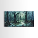 Victorian Swamp Painting Canvas print, Dark and Moody Victorian Gothic Wall Art, Mood Setting Living Room Wall Art, Dark Academia Art