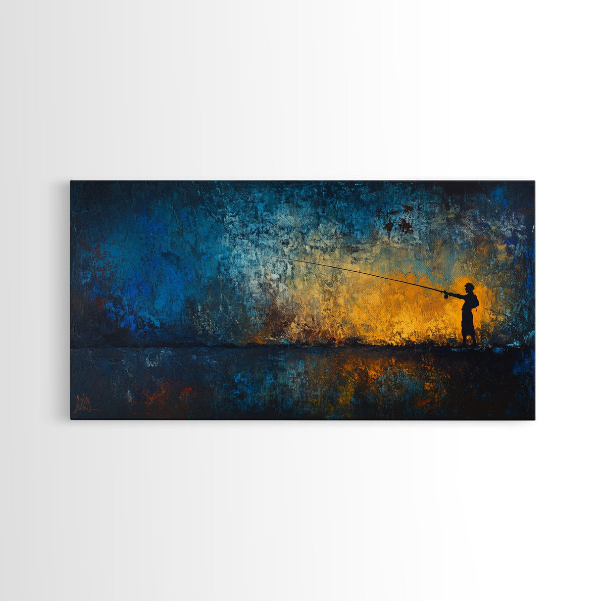 Retro Oil Painting Print of a Fisherman, Fishing Gift Idea, Fisherman Gift, Fishing Painting, Fishing Art