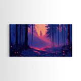 Retro Landscape Painting Wall Art Framed Canvas Print, Landscape Watercolor Art, Living Room Art, Above Sofa Wall Art, Bedroom Decor