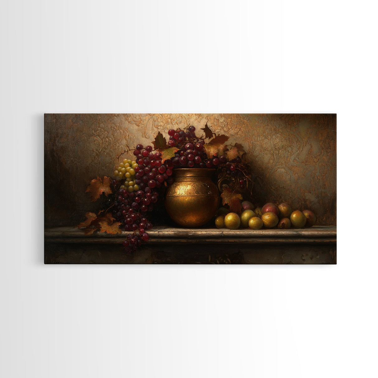 Still Life of Grapes, Framed Canvas Print, Victorian Oil Painting Print, Kitchen Wall Art, Kitchen Painting, Kitchen Home Decor