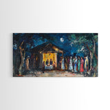 Abstract Oil Painting Print of The Nativity - Framed Canvas Print - Christian Christmas Wall Art - Wood Framed Art - Above Mantle Art
