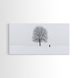 Solitude - Framed Canvas Print - Ready To Hang Wall Art - Winter Decor - Lone Tree In A Snow Covered Valley - Winter Landscape Painting