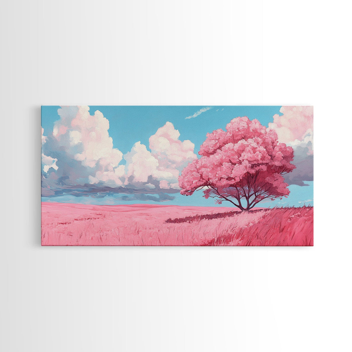 Pink Fields - Abstract Wall Art - Framed Canvas Print - Abstract Landscape Painting - Surrealist Wall Art - Above Sofa Modern Art