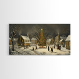 Winter Street Scene - Victorian Christmas Village Oil Painting Print - Ready To hang Christmas Art - Christmas Wall Art - Cozy Christmas Print