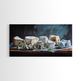 Oil Painting of Bleu Cheese Framed Canvas Print - Funky Kitchen Art - Ready To Hang - Painting For Kitchen - Eclectic Home Decor - Kitsch Kitchen