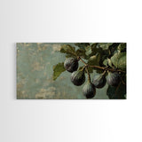 Figs On The Branch - Framed Canvas Print - Fig Painting - Fig Original Oil Painting Small Fruit Still Life Colorful Wall Art Hand Made Ready To hang