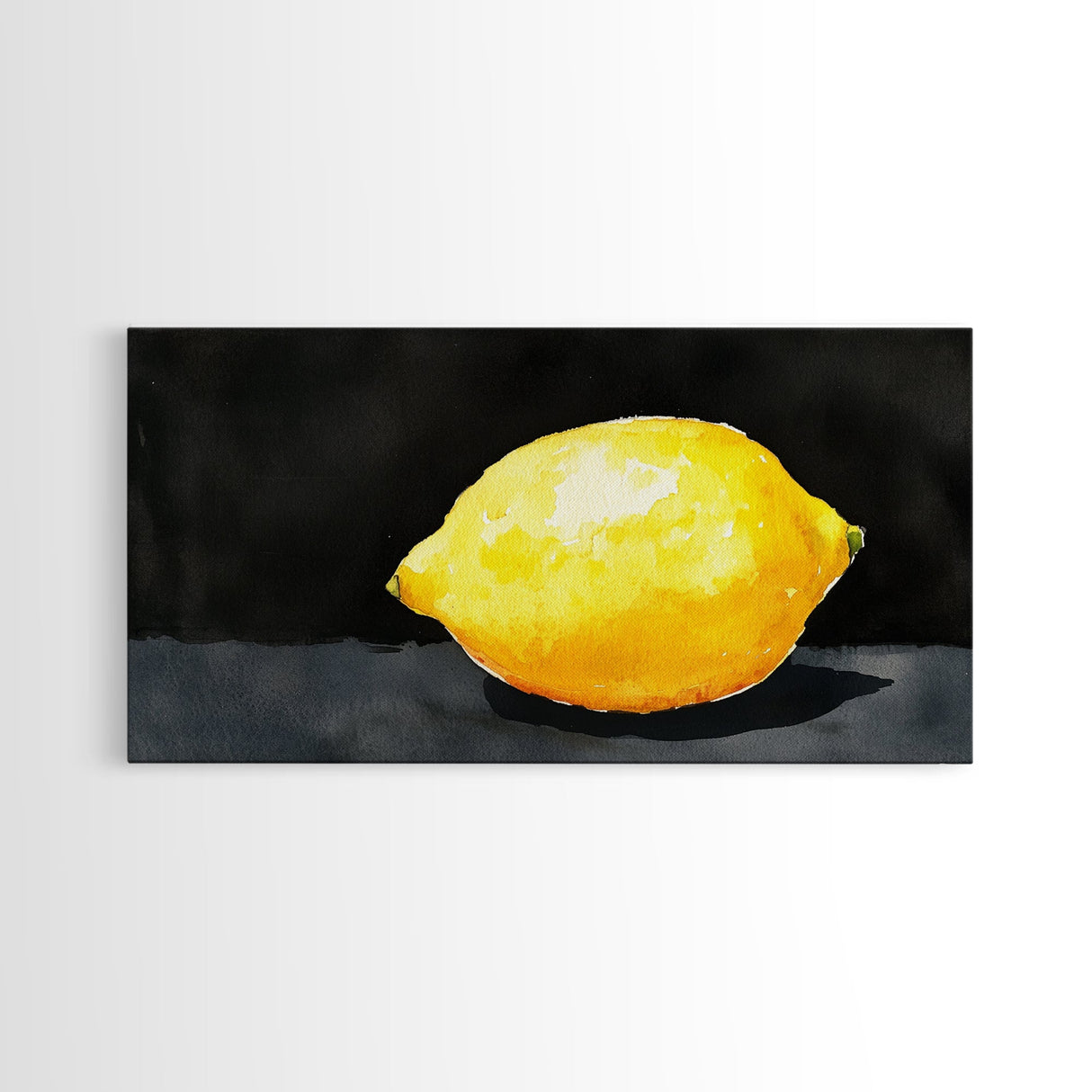 A Whole Lemon - Framed Canvas Print - Abstract Watercolor Lemon Painting - Kitchen Wall Art