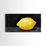 A Whole Lemon - Framed Canvas Print - Abstract Watercolor Lemon Painting - Kitchen Wall Art