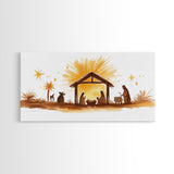 Cute Nativity Watercolor Painting Canvas Print - Framed Wall Art - Ready To Hang - Christmas Nativity Centerpiece Wall Art