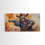 The Raccoon Cowboy - Framed Canvas Print - Raccoon Art - Trash Panda Cowboy