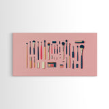Makeup Brushes Framed Canvas Print - Makeup Wall Art - Preppy Dorm Room Decor