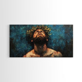 Premium Canvas Jesus Christ Portrait, Canvas Print, Crown of Thorns, Horizontal Wall Art, Christianity Art, Framed Canvas Work, Faith Love Art