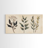 Boho Botanical Sketch Print, Botanical Wall Art, Framed Canvas Print, Minimalist Pencil Sketch Wall Art, Minimalist Home Decor, Living Room Art