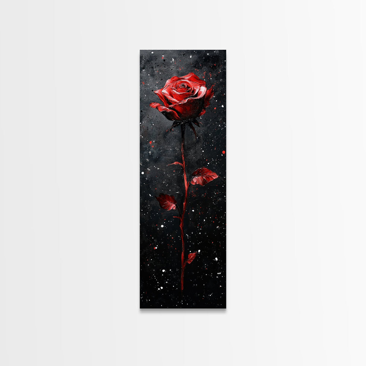 Red Rose Painting Framed Canvas Print, Gothic Art Dark Romance Painting, Tall Skinny Art Bedroom Decor, Moody Art Christmas
